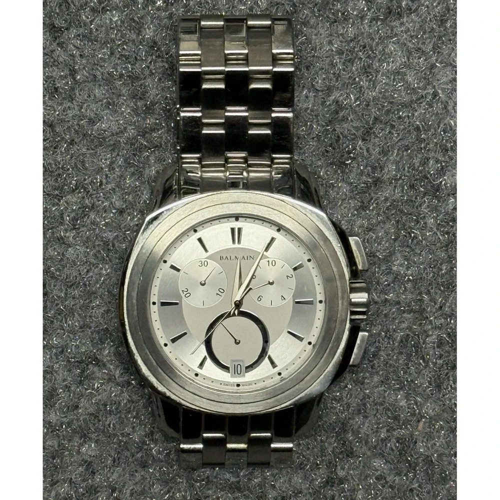 Balmain Watch Madrigal Chronograph Quartz Mens Silver Dial 44mm 5341